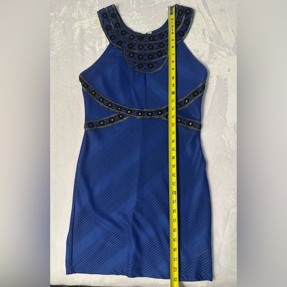 Free People blue stretchy small dress. Black & silver detail. EUC. - Picture 10 of 10